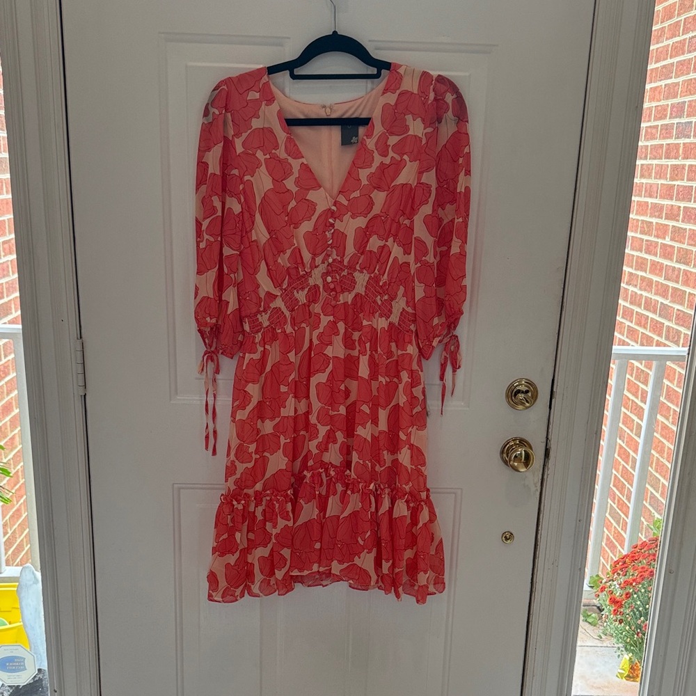 Taylor Coral Floral Long Sleeve Dress